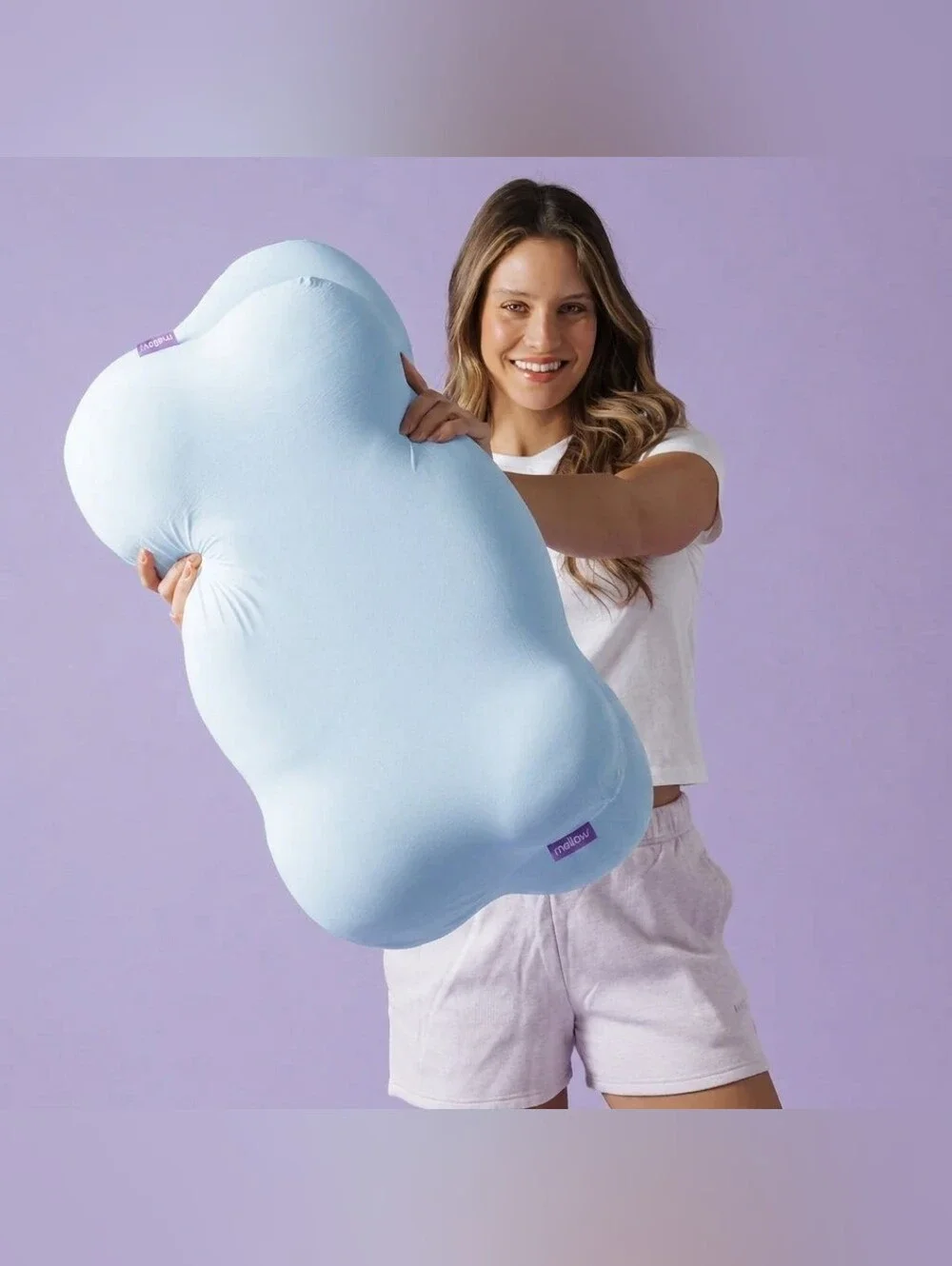 New Mellow CloudAlign Memory Foam Sleep Pillow And Pillow Case Regular Size Blue